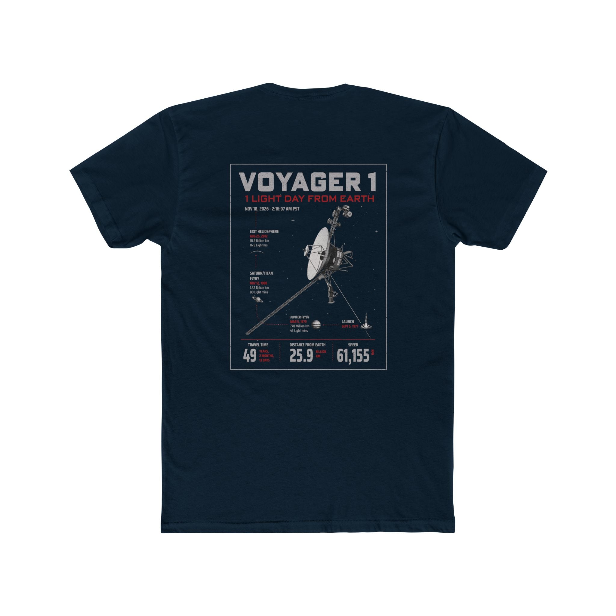 Voyager 1 Graphic Tee – NASA Infographic T-Shirt