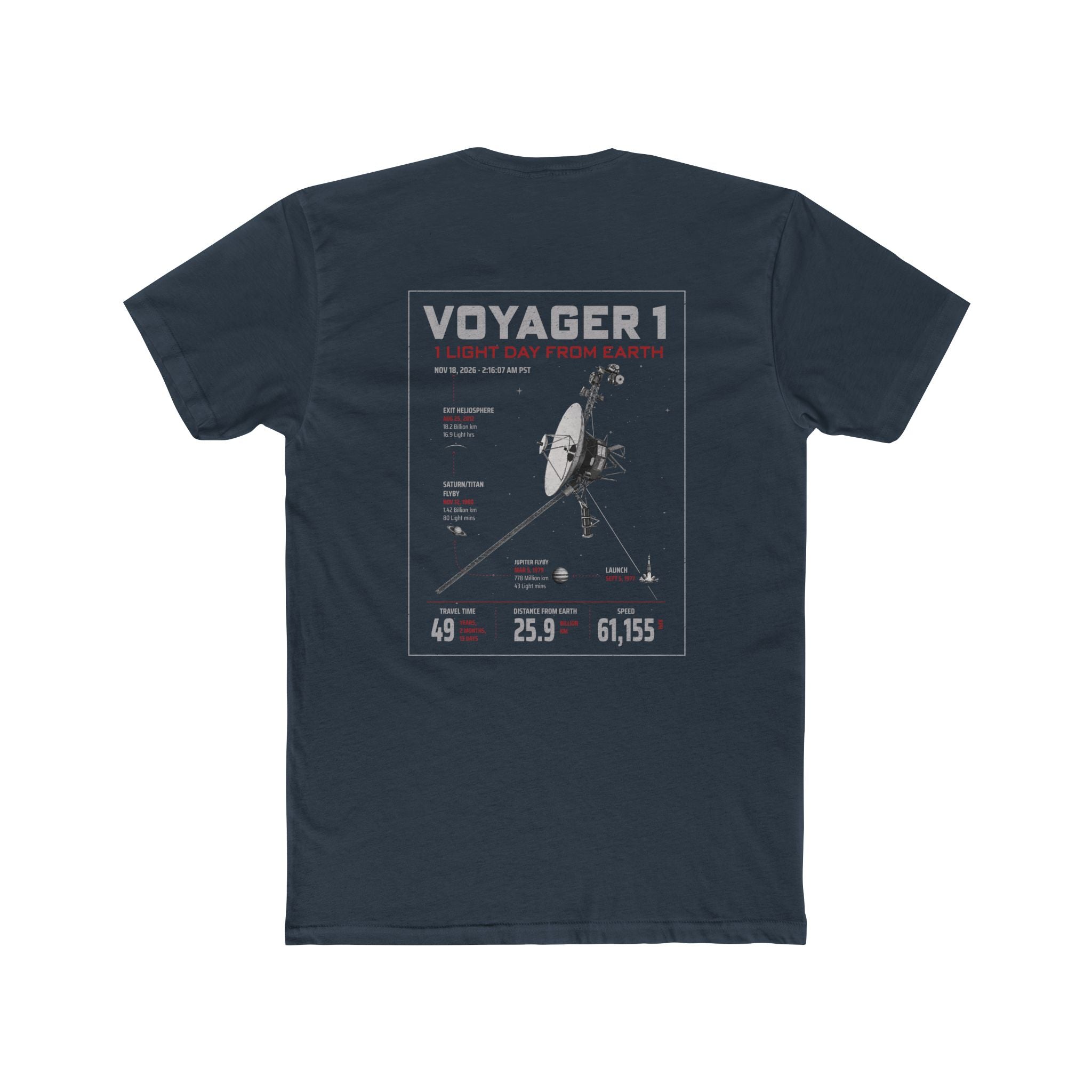 Voyager 1 Graphic Tee – NASA Infographic T-Shirt