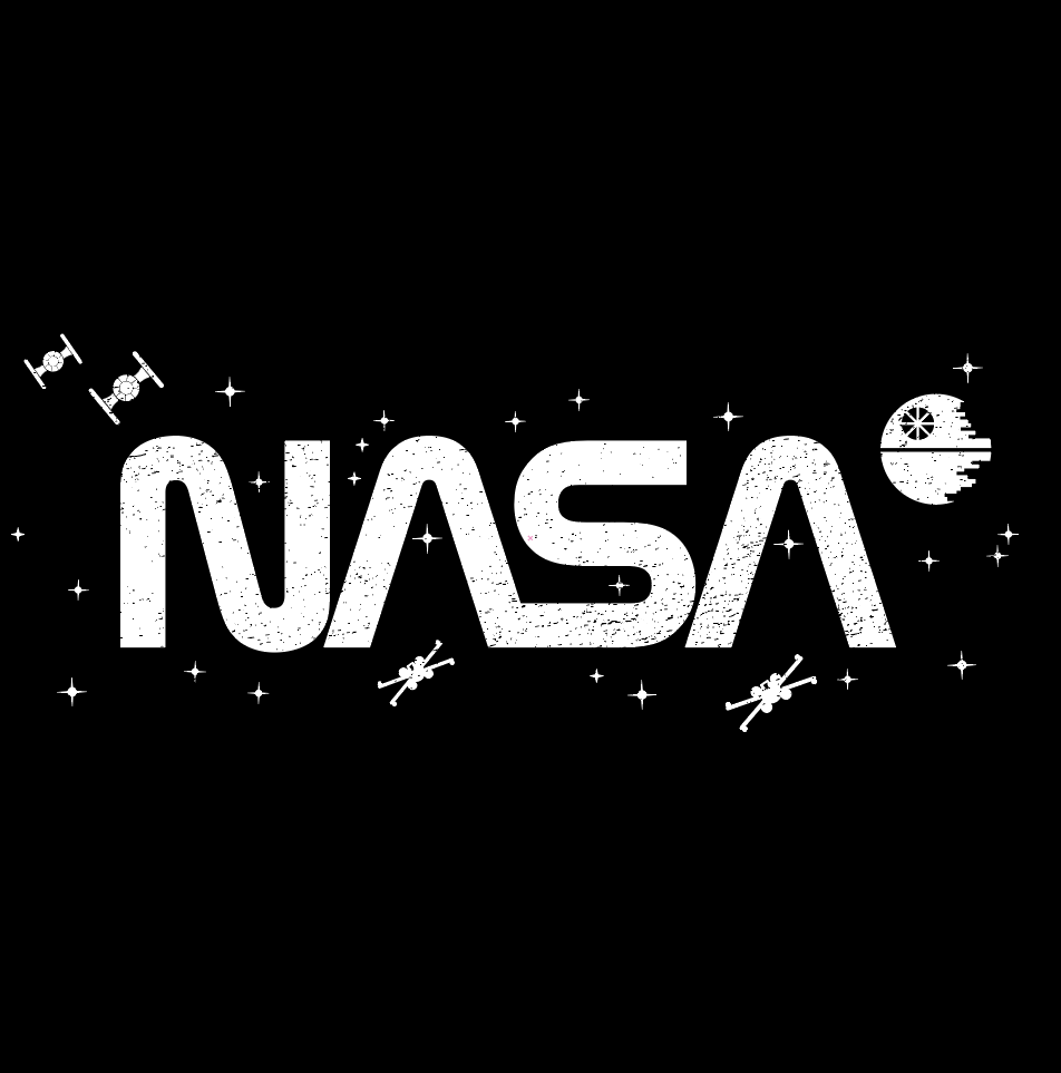 NASA in a Galaxy Far, Far Away Distressed White Logo T-Shirt