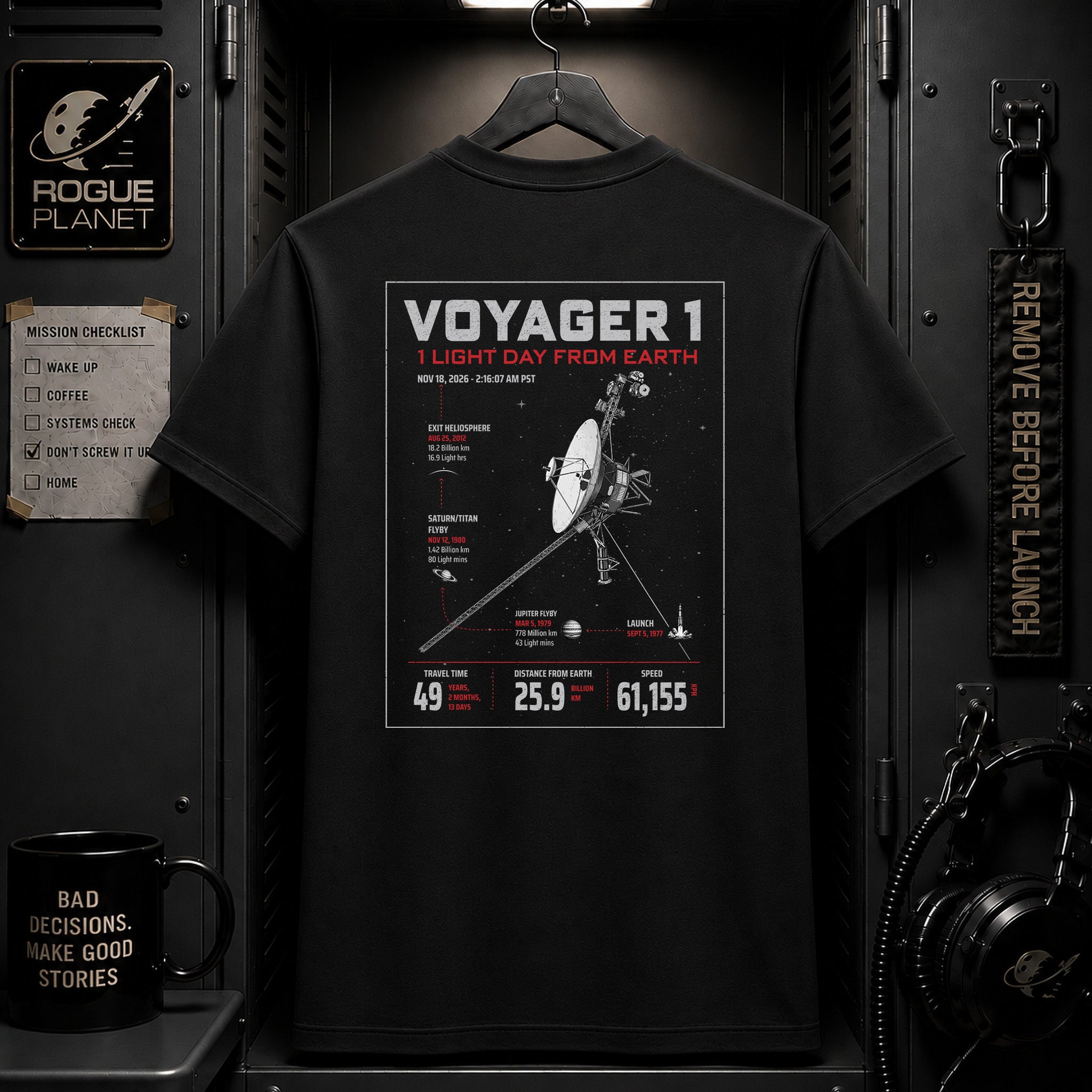 Voyager 1 Graphic Tee – NASA Infographic T-Shirt