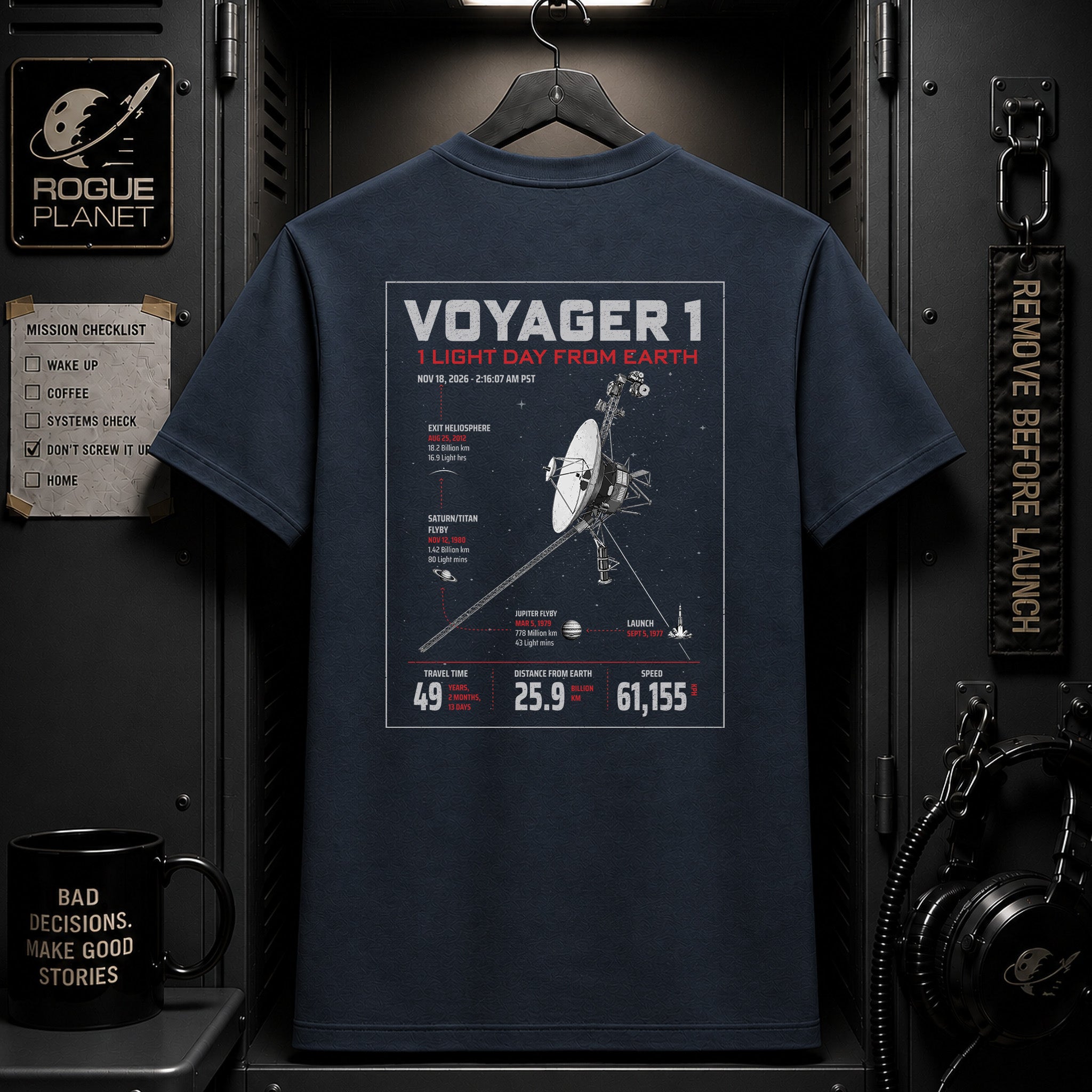 Voyager 1 Graphic Tee – NASA Infographic T-Shirt