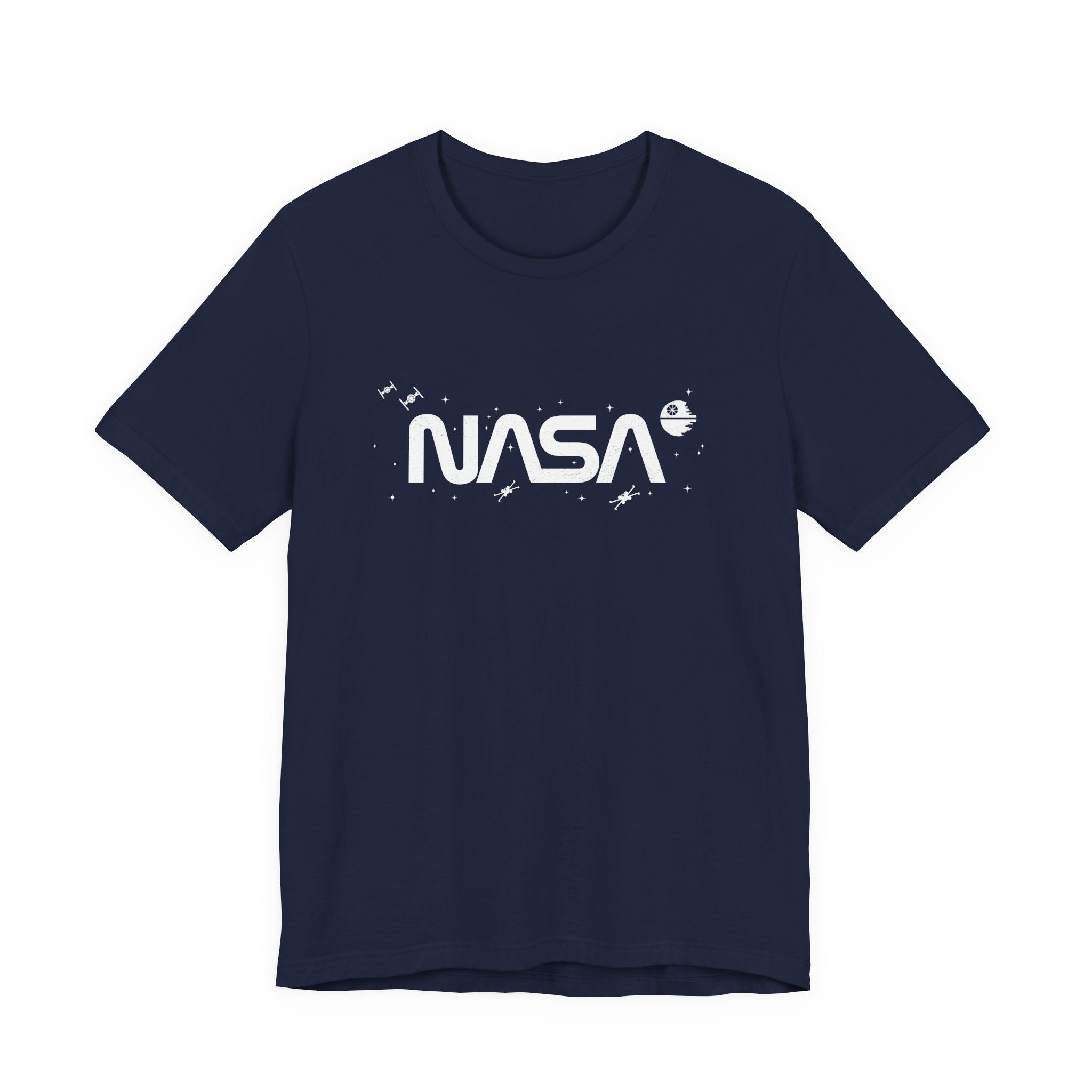 NASA in a Galaxy Far, Far Away Distressed White Logo T-Shirt